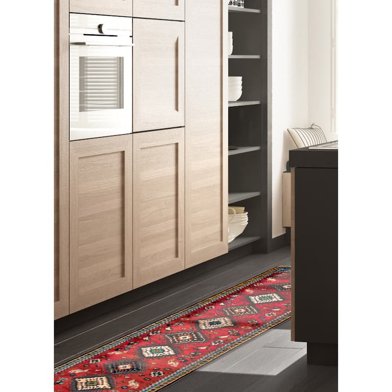 ECARPETGALLERY Hand-knotted Kayseri Vintage Red Wool Rug - 2'11 x 12'8