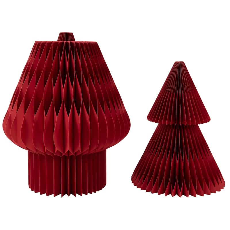 Tall Foldable Accordion Honeycomb Paper Christmas Tree - 4' - Red