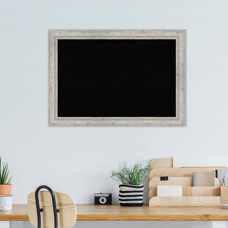 Angled Silver Wood Framed Black Corkboard Bulletin Board, Organization Board, Pin Board