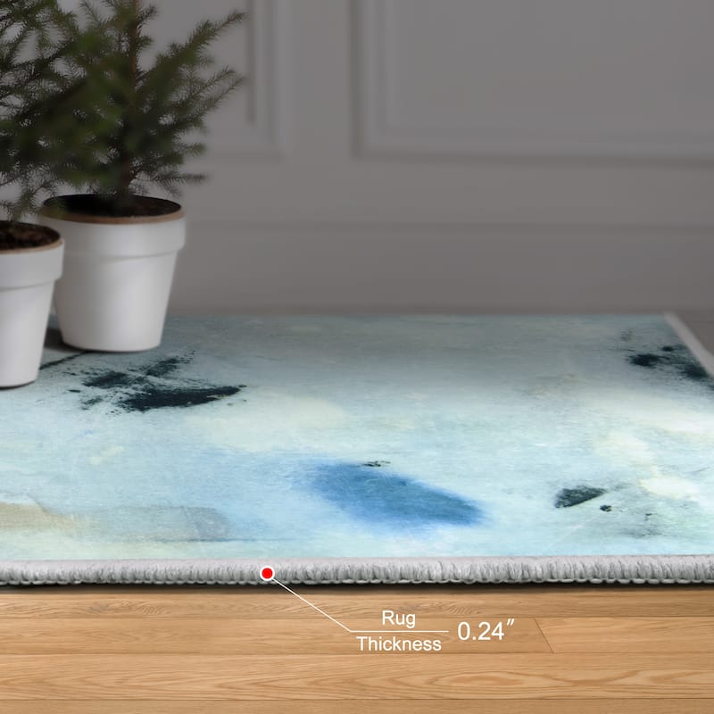 Floating Stars, Hand Washable Abstract Art Area Rug, power-loomed, 100% polyester, 2mm pile, non-slipping back