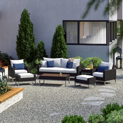 Milo Espresso 7 Piece Sunbrella Outdoor Patio Deep Seating Set