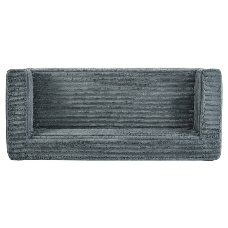 89" Corduroy Sofa, Plush 3-Seater with Square Arms for Living Room, Small Spaces, or Office