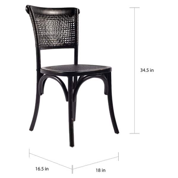Aurelle Home Black Rattan Dining Chairs (Set of 2) - Overstock - 14368568