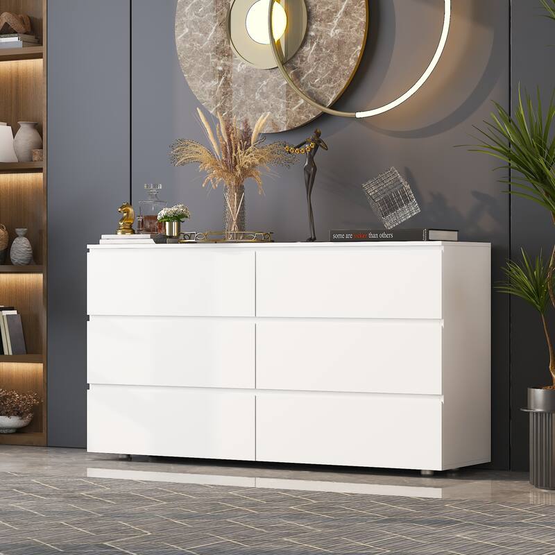FUFU&GAGA 59" Modern Space Saving 6 Drawer Double Dresser Buffet Sideboard Chest