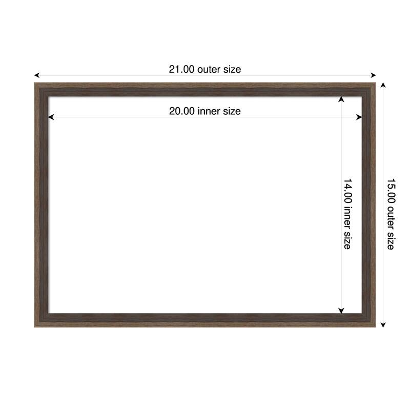 Amanti Art Hardwood Wedge Mocha Framed Dry Erase Magnetic Board - 21 x 15 in - Hardwood Wedge Mocha