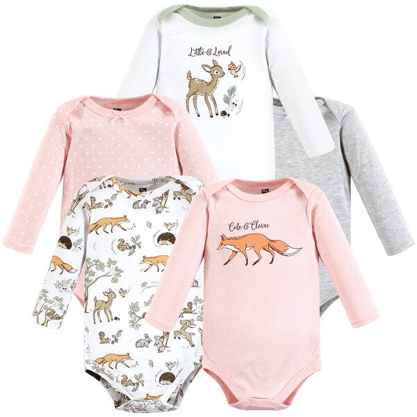 slide 1 of 1, Hudson Baby Infant Girl Cotton Long-Sleeve Bodysuits, Girl Magical Woodland 0-3 Months - Girl Magical Woodland
