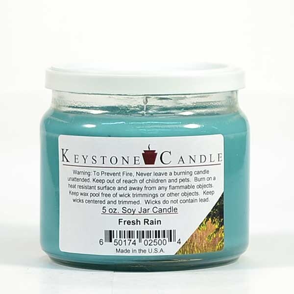 1 Pc 5 oz Fresh Rain Soy Jar Candles 3.5 in. diameter x 2.75 in. tall. Opens flyout.