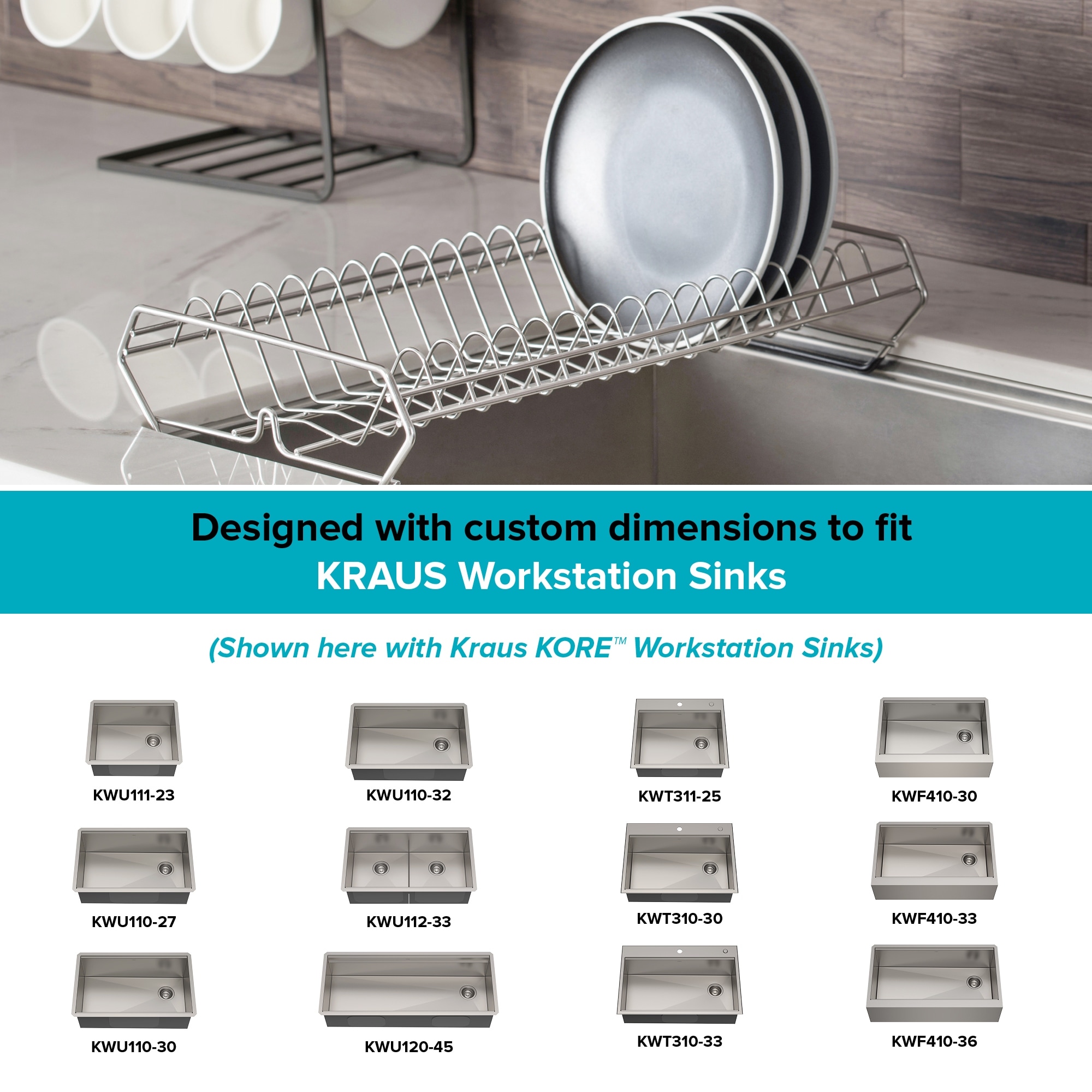 KRAUS Workstation Kitchen Sink Dish Drying Rack in Stainless Steel Bed  Bath  Beyond 29569447