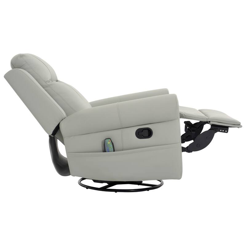 Roomfitters Manual Massage Swivel Rocker Recliner Chair with Heat and Side Pocket, PU Leather