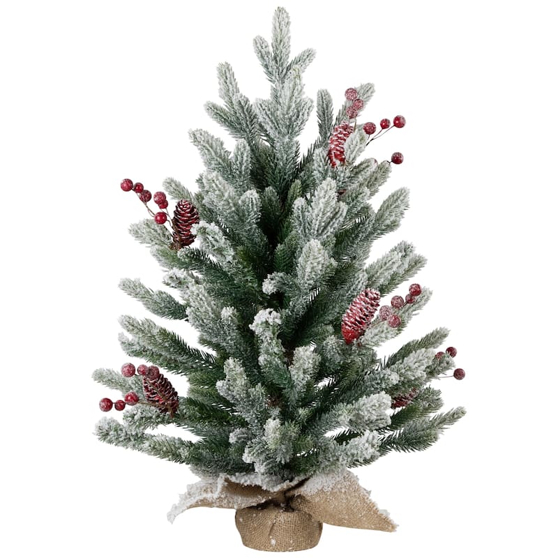 Real Touch™️ Potted Flocked Mini Fir Pine Artificial Christmas Tree - 25" - Unlit - 2 Foot