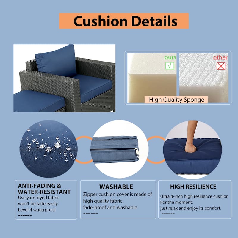 7-Piece Wicker Outdoor Sectional Set with Cushions and Table