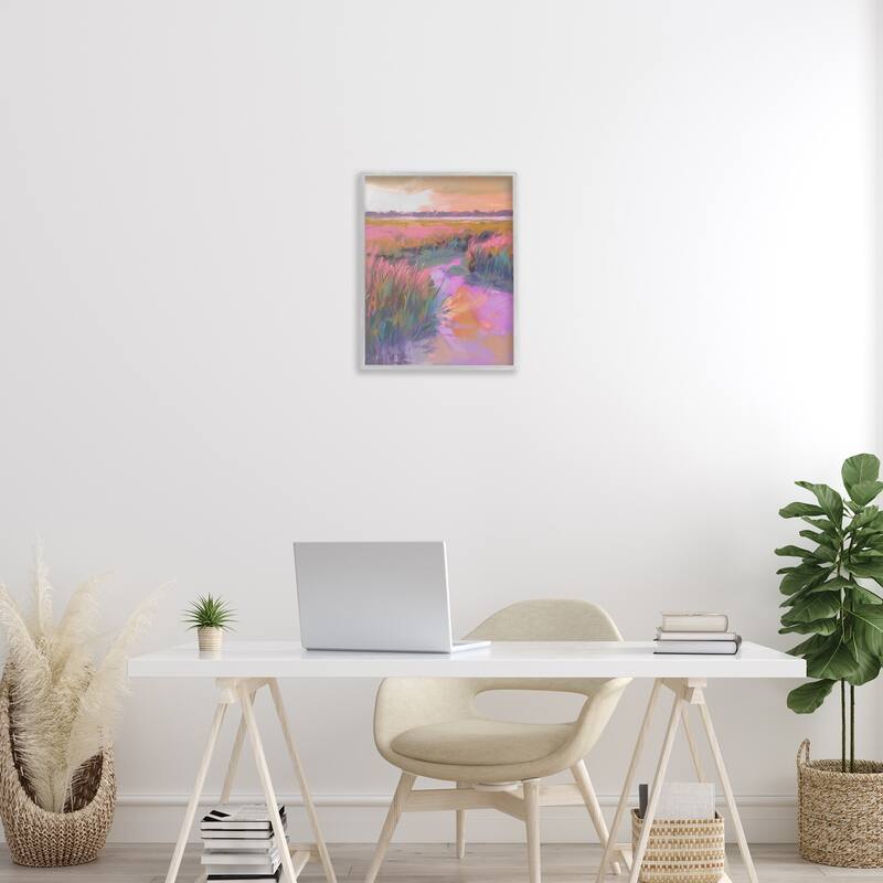 Stupell Autumnal Marsh Landscape Framed Giclee Art Design By Arlington Prints