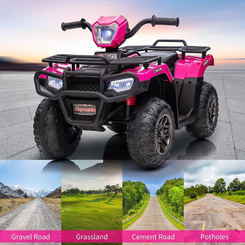 12V Battery-Operated Kids ATV, Dual Speed Adjustment, LED Light, Music, USB