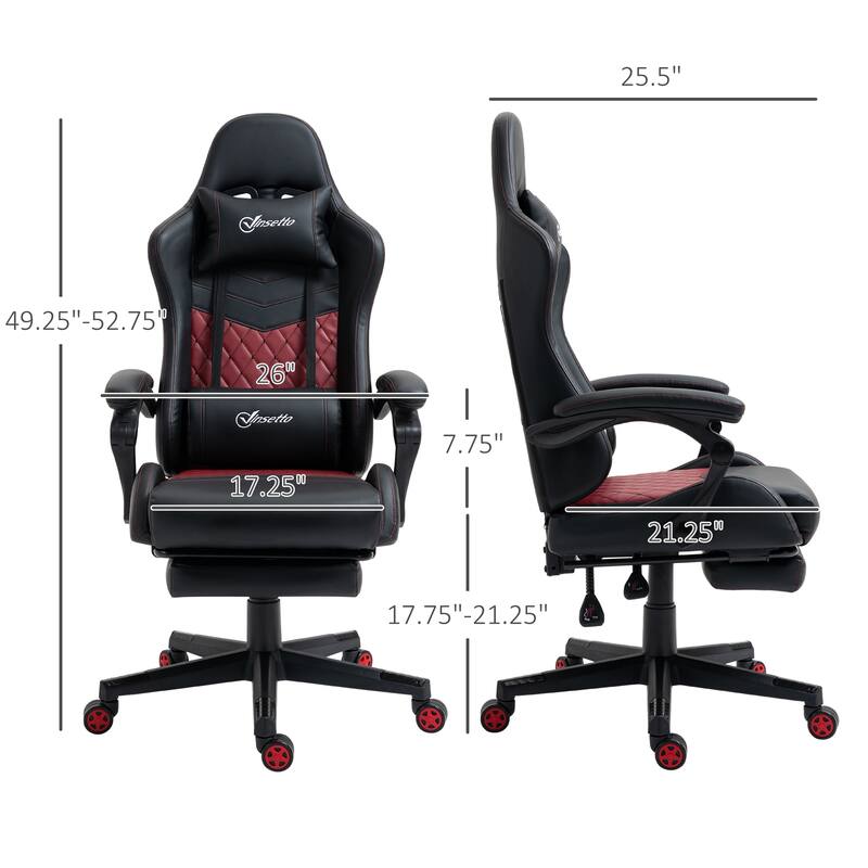 PU Leather Office Gamer Chair High Back Swivel Recliner with Footrest, Lumbar Support, Adjustable Height, for Office