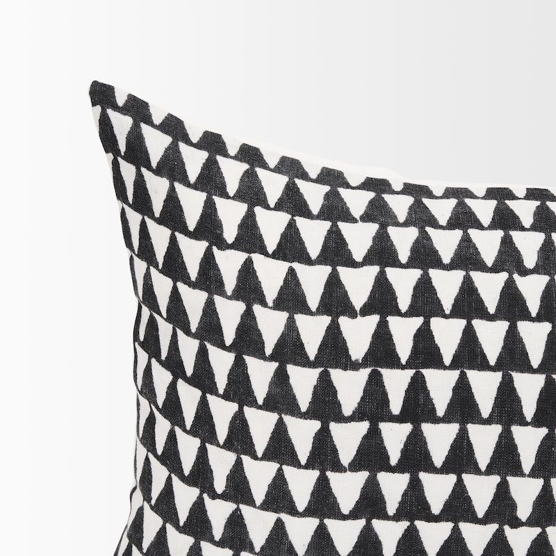 Jolie Cream w/ Black Print Linen Lumbar Decorative Pillow Cover