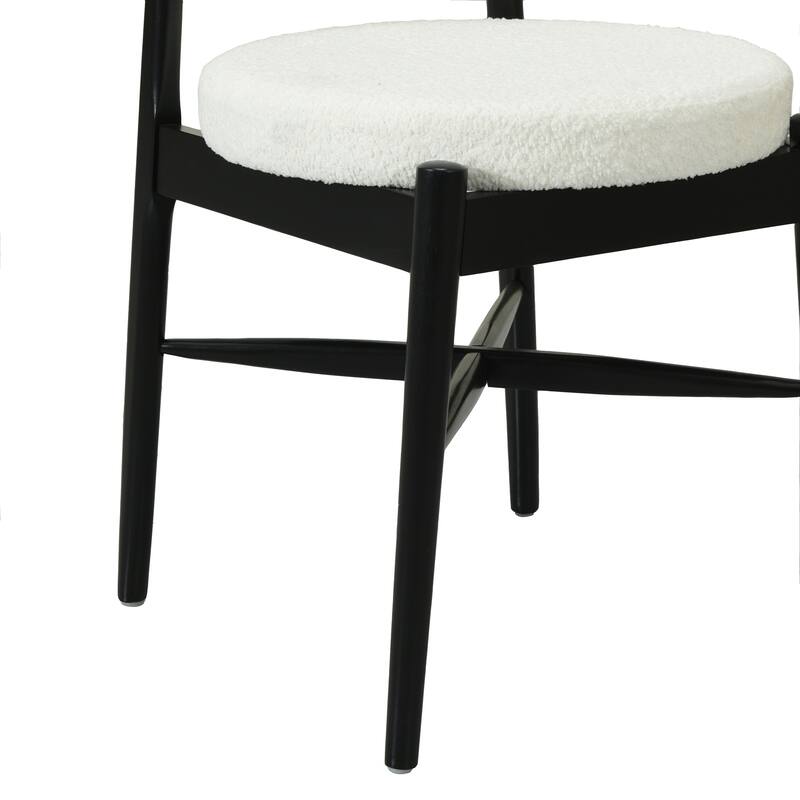 2-Pack Mid-Century Dining Chairs w/ Rubber Wood Frame & Boucle Upholstery