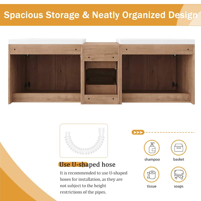 Malwee 36"/48"/60" Floating Bathroom Vanity,Wall Mounted Bathroom Vanity with Sink,Soft Close Door and Drawer