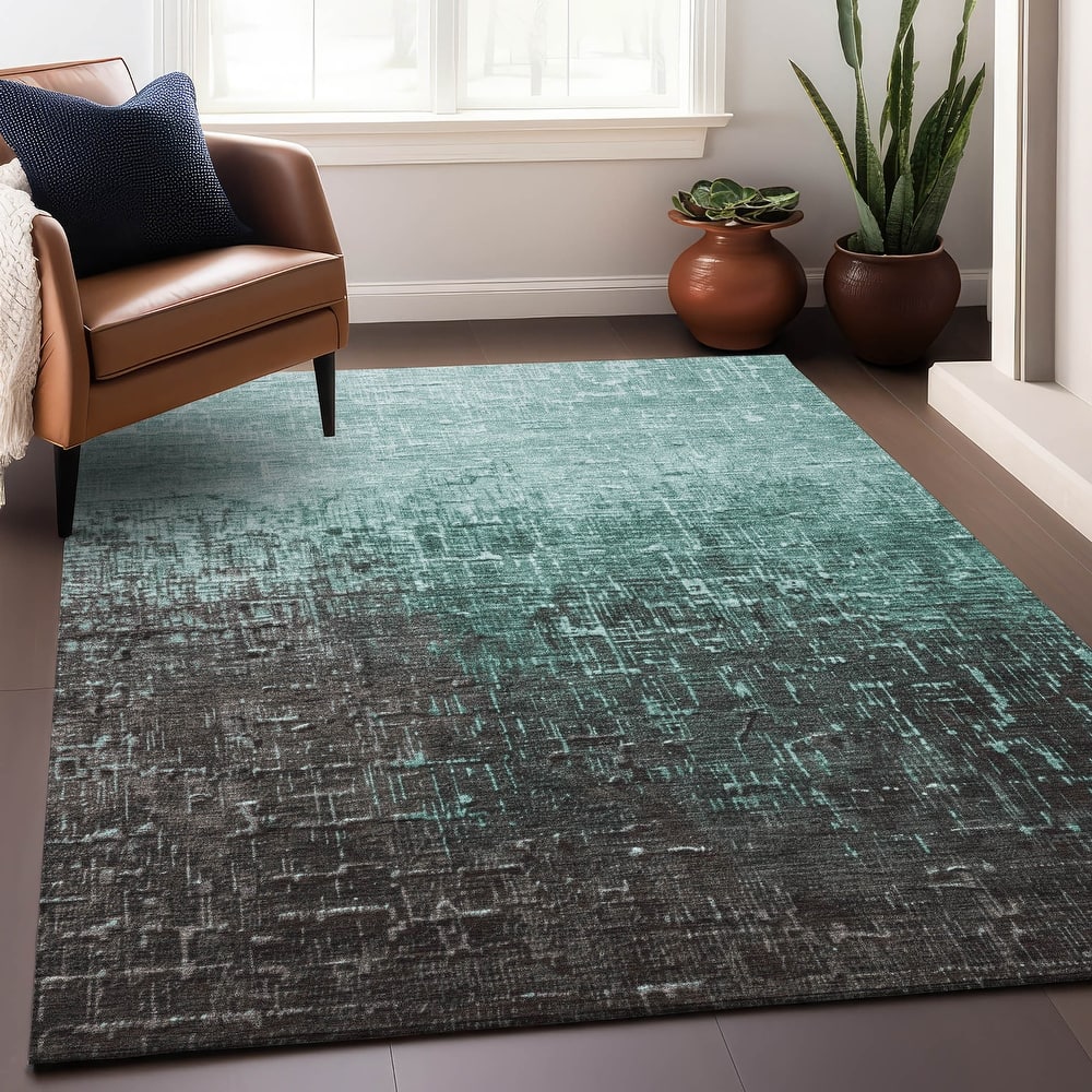 Machine Washable Indoor/ Outdoor Ombre Texture Chantille Rug