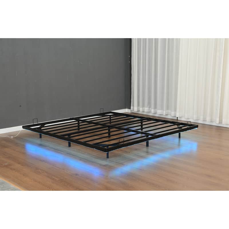 King Size Floating Bed Frames with LED Lights - Black