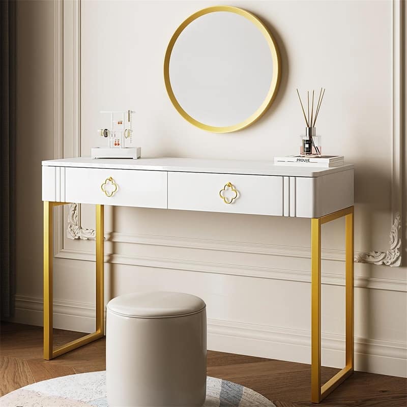 Design White Desk with Drawers - 15.75"D x 43.3"W x 29.53"H - White