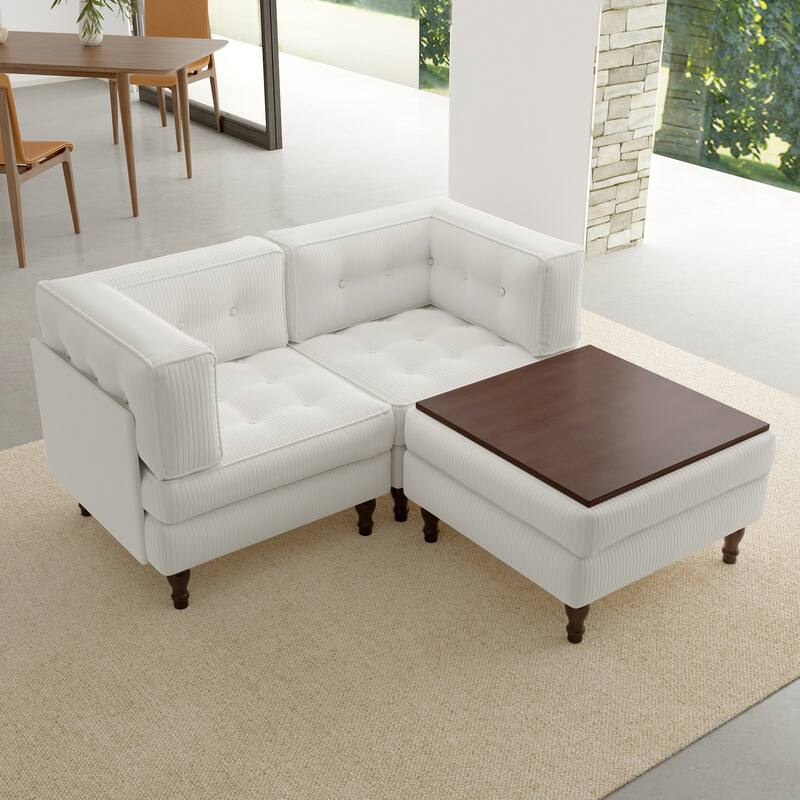 Oversized Sofa Corduroy Tufted Modular Sectional Set