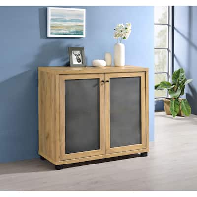 Coaster Furniture McHale Golden Oak Accent Cabinet with Two Mesh Doors