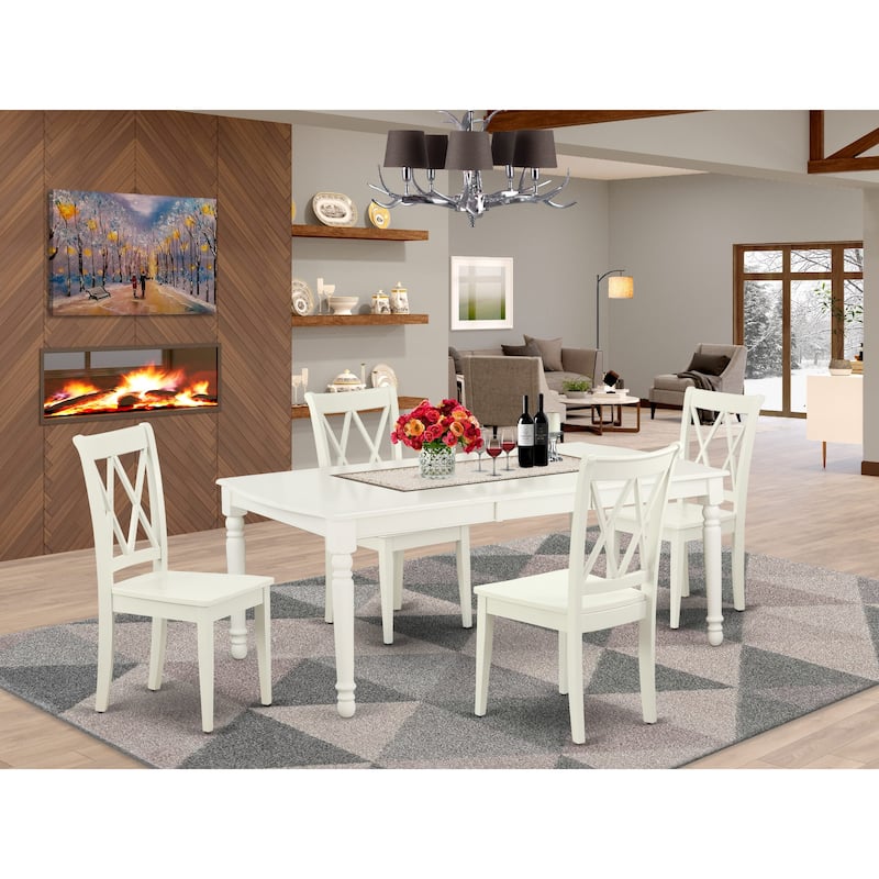 East West Furniture Dining Table Set- a Rectangle Kitchen Table and Dinette Chairs, Linen White(Pieces Option) - DOCL5-LWH-W