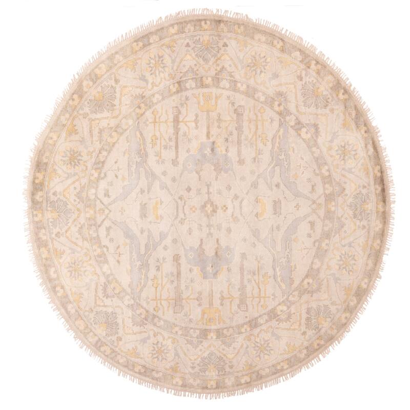 ECARPETGALLERY Hand-knotted Royal Oushak Light Grey Wool Rug - 9'0 x 8'9