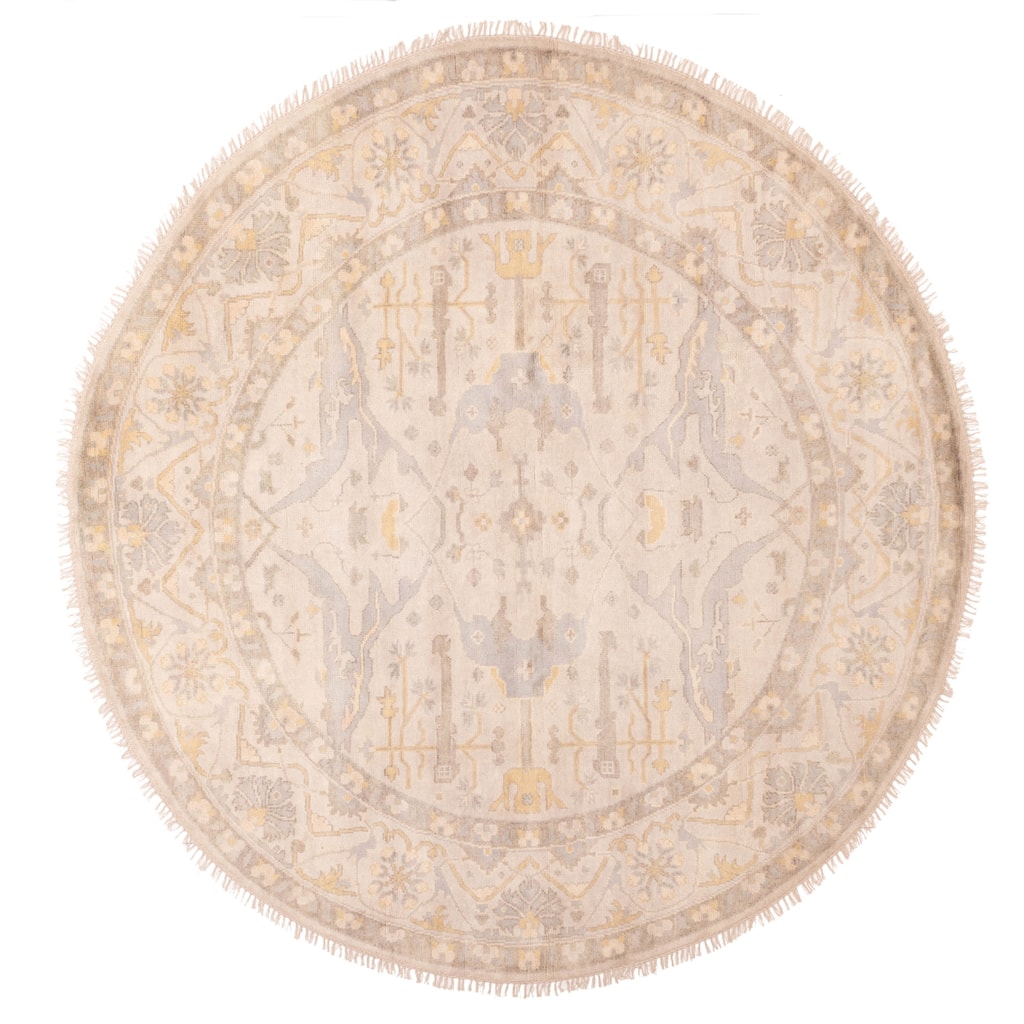 ECARPETGALLERY Hand-knotted Royal Oushak Light Grey Wool Rug - 9'0 x 8'9