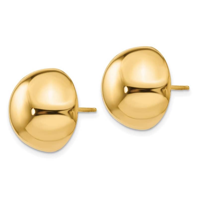 Curata 14k Yellow Gold Closed back Polished 16mm Half Ball Post Earrings
