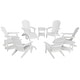 preview thumbnail 3 of 85, Vineyard HIPS Outdoor Folding Eco-Friendly All Weather Seashell Adirondack Chairs (12-Piece Conversation Set)