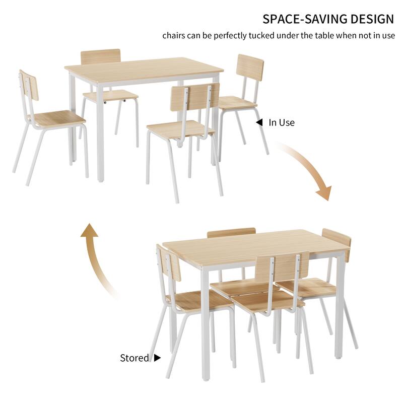 Modern Dining Table Set with MDF Tabletop, Space-Saving Dining Table, for Living Rooms and Kitchens, 5-Piece Set