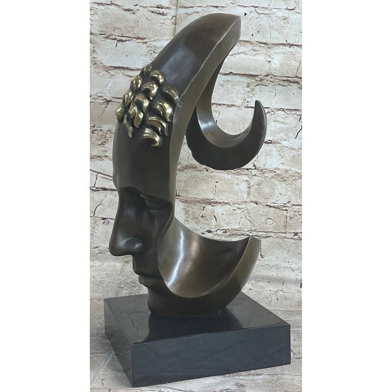 Abstract Metal Face Art Sculpture Bronze By Salvador Dali Home Decoration