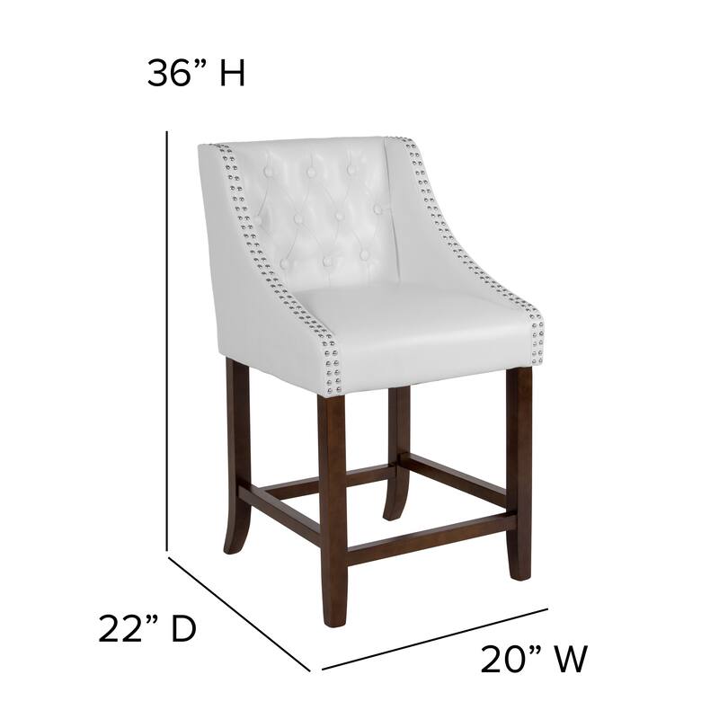 Transitional Tufted Upholstered/Walnut Finish Counter Stool (Set of 2)
