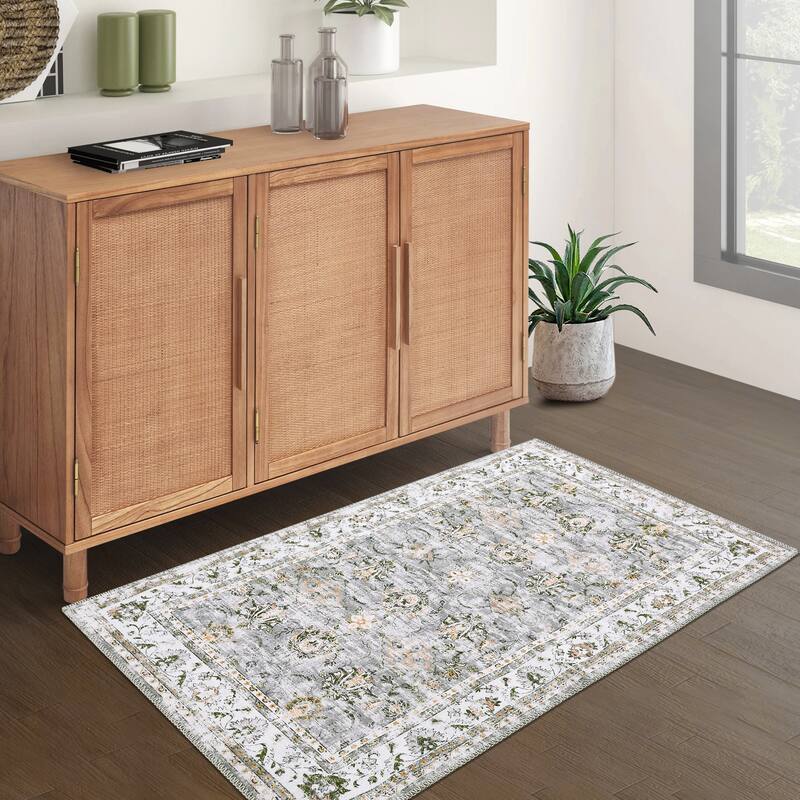 Garvee Boho Rugs Bohemian Rugs Floral Distressed Area Rug