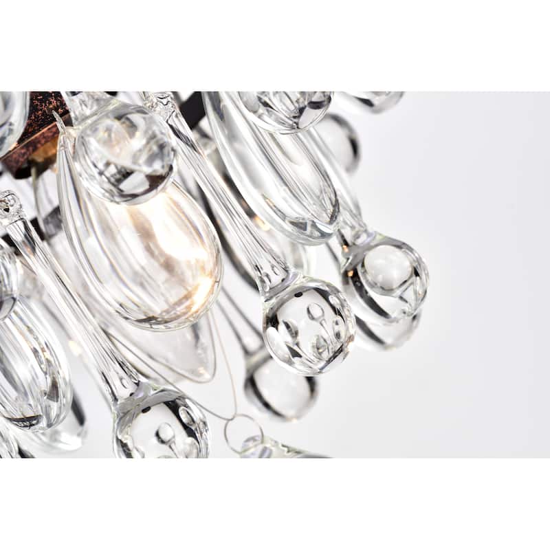 Jerri Antique Copper 3-Light 5-Tier Hanging Crystals Kitchen Island Pendant Light