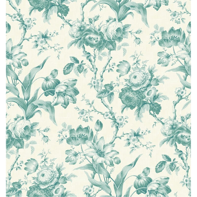 Seabrook Designs En Rose Nonwoven Unpasted Wallpaper - 27 in. W x 27 ft. L - Minty Meadow