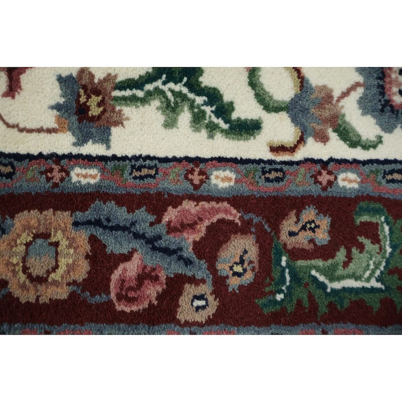 Hand Knotted Oriental 100% Wool Carpet Traditional All-Over Beige & Ivories Kashan Runner Rug - 11' 10'' X 2' 7''