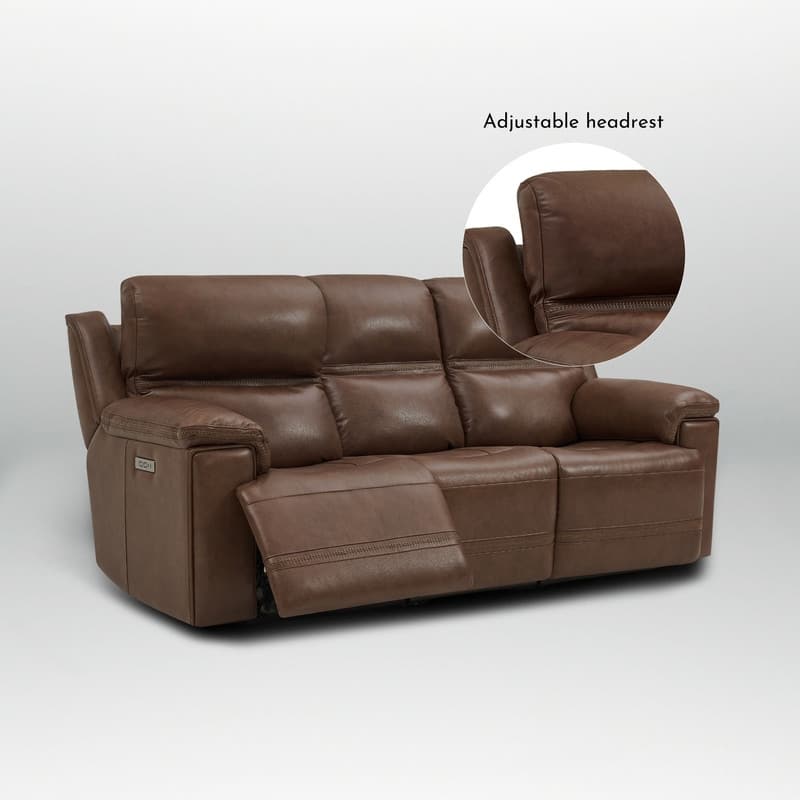 Genuine Leather Dual Power Sofa with Zero Gravity, Adjustable Headrest, Footrest, USB/Type-C & Cross-stitching Detail
