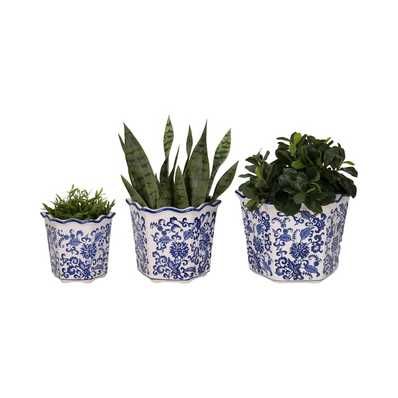 Sagebrook Home Ceramic Planter Set of 3 - 12" x 11" x 9"