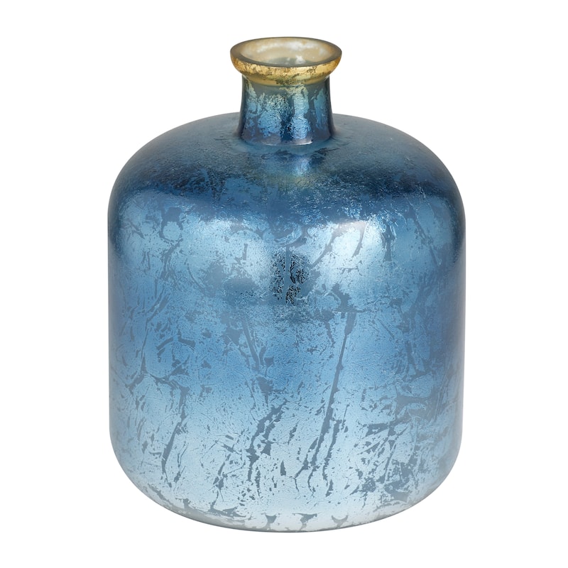 White or Blue Glass Vase with Gold Rim