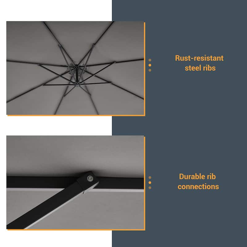 BONOSUKI 10ft Patio Offset Umbrella,w/Crossed Base Cantilever Umbrella