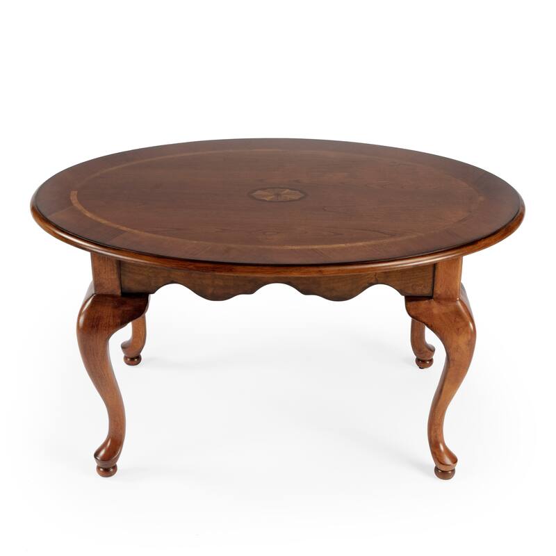 Handmade Butler Grace 3012101 Olive Ash Burl Varnished MDF Wood Oval Cocktail Table (China)