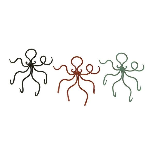 Shop Large Metal Art Octopus 4 Prong Decorative Wall Hooks Coastal