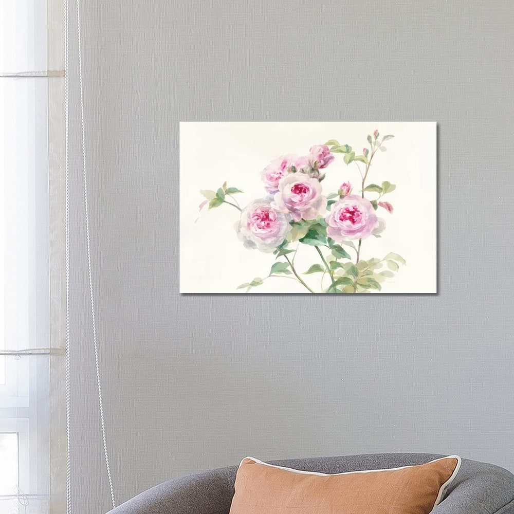 iCanvas "Sweet Roses On White Green" by Danhui Nai Canvas Print