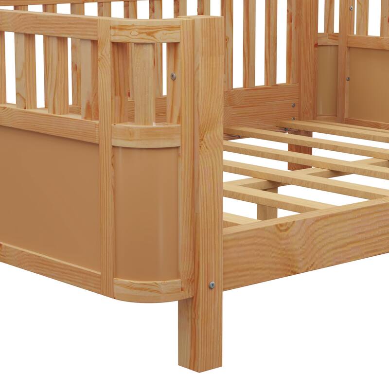 Toddler Low-profile Bed with Fences Headboard Footboard and Removable Side Rails for Kids, Girls and Boys Wooden Daybed