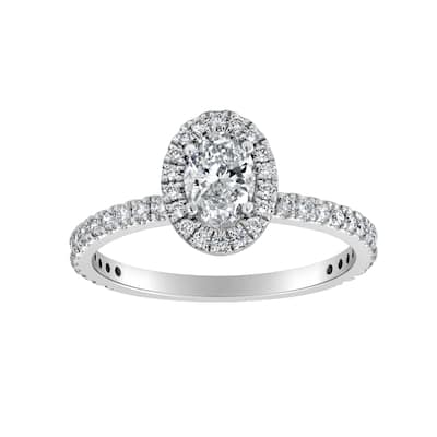 Auriya 14k-White Gold Lab Grown Halo-Oval Diamond Engagement Ring 1.00 ct. tw. (E-F VS)