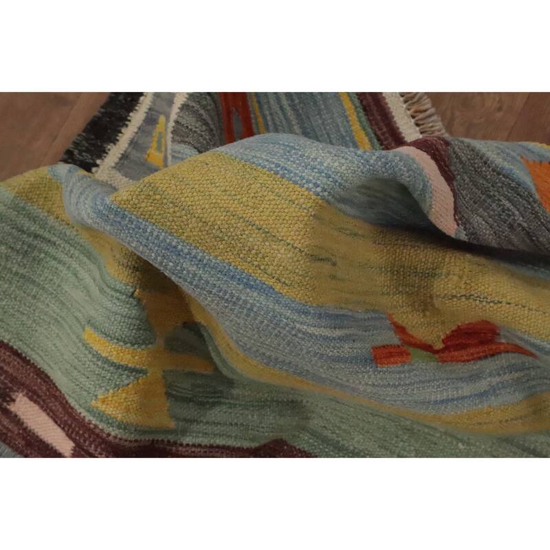 Hand Woven Oriental 100% Wool Carpet Southwestern Tribal Multi-Colored Kilim Area Rug - 6' 1'' X 4' 3''