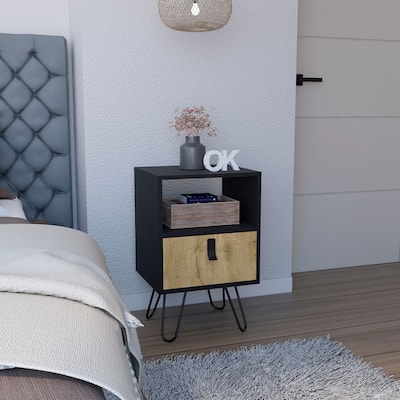 Nightstand Bedside Table Furniture 24"H ,Sleek Design with Hairpin Legs and One Drawer,for Bedroom,Hallway,Entryway,Nursery