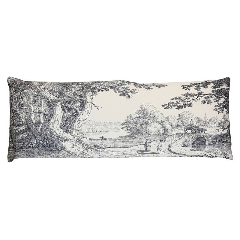 StyleCraft Reverie Toile Pillow - 36" x 14" - Ash, Ivory